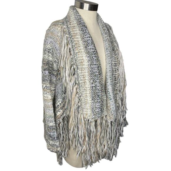 Free People Knit Fringe Chunky Cardigan Sweater Size Small Open Front Cardigan - Picture 1 of 11